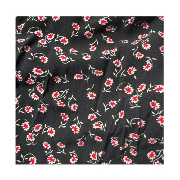 GAP Smocked Waist V Neck Black w/ Pink and Red Floral Maxi Dress with High Slit - Picture 2 of 3